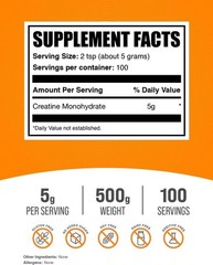 BulkSupplements Pure Micronized Creatine Monohydrate Powder 1.1 lbs 100 serving