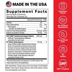 Force Factor Test X180 Max Gummies, 60 Count (Pack of 1), Ksm-66 Ashwagandha