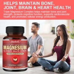 Magnesium Complex 600mg, 30 To 120 Capsules – Gluten Free and Non-GMO
