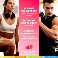 Creatine Monohydrate Gummies 5g, Pre-Workout Energy & Muscle Growth Support