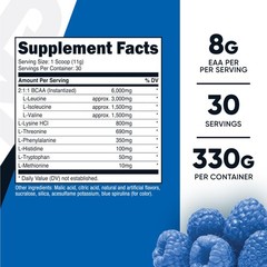 Essential Amino Acids EAA Powder 30 Servings – Blue Raspberry, Non-GMO, Gluten F