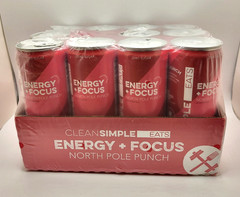 Clean Simple Eats 12 PACK Energy + Focus NORTH POLE PUNCH 12 oz cans x12 Pk