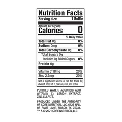 CORE Hydration+ Immunity Lemon Vitamin C & Zinc Enhanced Water 23.9oz Pack of 12