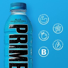 PRIME Hydration – Electrolytes Enhanced Sports Drink – Blue Raz, (24) Bottles