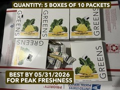 5-BOX LOT (50 PACKETS ) CLEAN SIMPLE EATS Super Greens Powder Tropical Drink