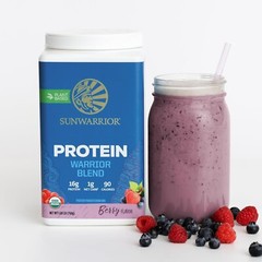 Sunwarrior Warrior Blend Organic Vegan Plant Protein Powder with BCAAs, 1.65 lbs