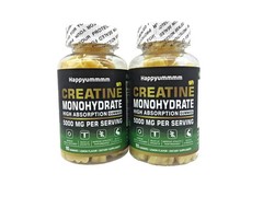 2x Happyummmm Creatine Monohydrate 5000MG 180Ct Gummies, Lemon Flavor