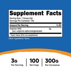 Nutricost Arginine AKG Powder 300 Grams (AAKG) – 3G Per Serving & 100 Servings