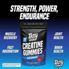 TASTY GAINS Creatine 90 Gummies – 90g of Creatine Monohydrate Blue Raspberry