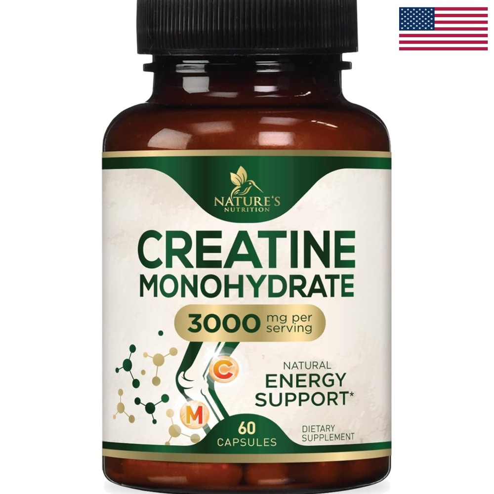 Unflavored Creatine Monohydrate Capsules – 3g/Serving for Strength & Performance