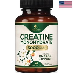 Unflavored Creatine Monohydrate Capsules – 3g/Serving for Strength & Performance