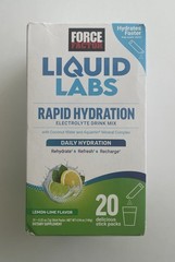 Force Factor Liquid Labs Rapid Hydration 20 Stick Packs NEW Lemon-Lime Exp 08/26