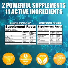 LA MUSCLE Norateen® Testo 247 Day & Night – Test Boost, Nitric Oxide, IGF-1, NO2