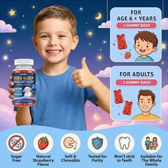 Magnesium Gummies for Kids, Magnesium Glycinate Gummies with Chamomile, Lemon
