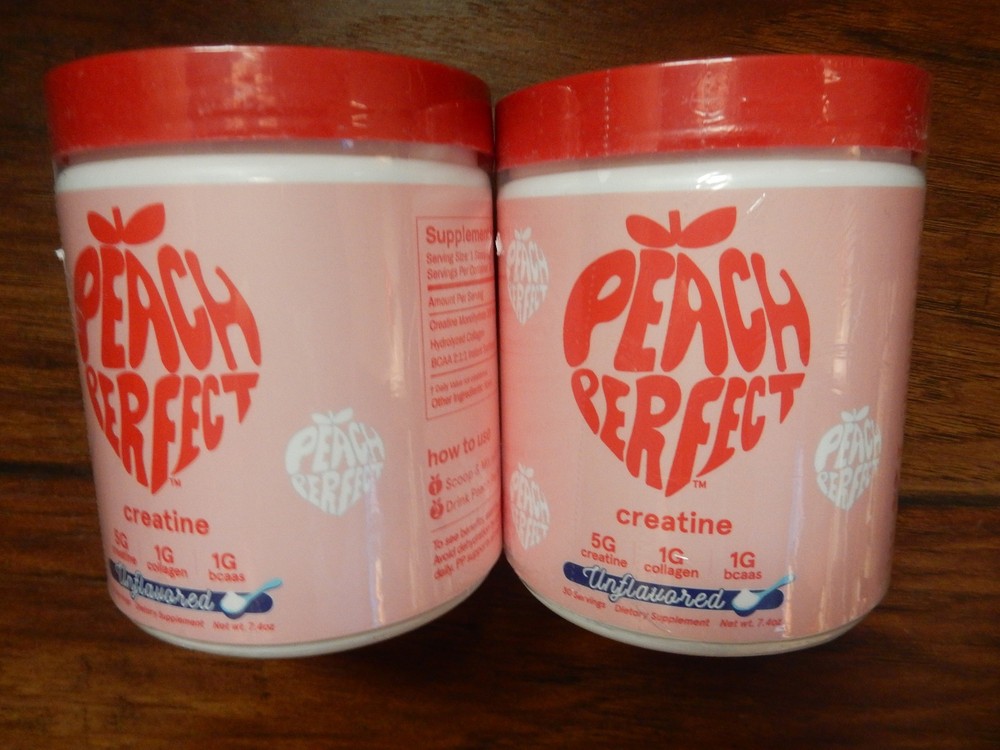 Peach Perfect Creatine Monohydrate Powder Unflavored 7.4Oz Exp 07/27-Lot Of 2