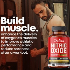 Nitric Oxide Booster Supplement Supports Blood Flow Pre Workout 1500 mg