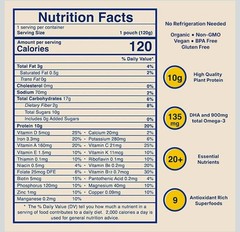 Vitala Organic Protein Smoothie | 10g Protein, 135mg DHA, USDA Organic | Apple