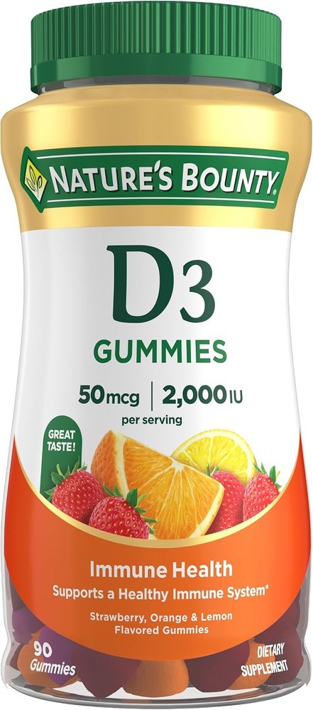 Nature’s Bounty Vitamin D3 Gummies, Vitamin Supplement, Supports Immune Health,