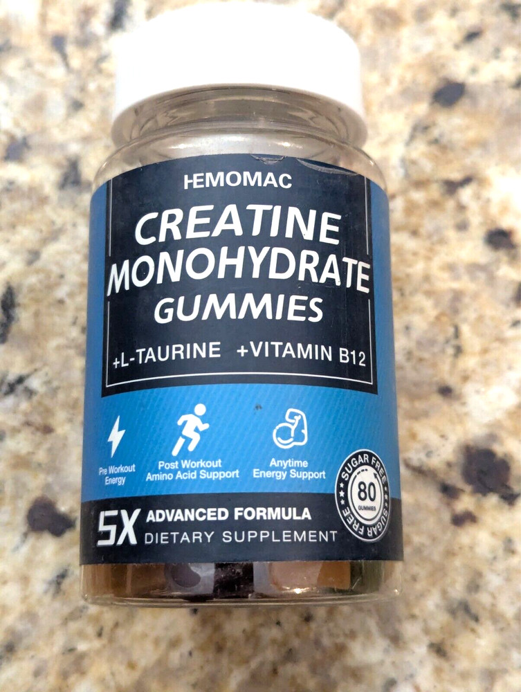 Hemomac Creatine Monohydrate Gummies Vitamin B12 L-Taurine 80 count exp: 11/2026