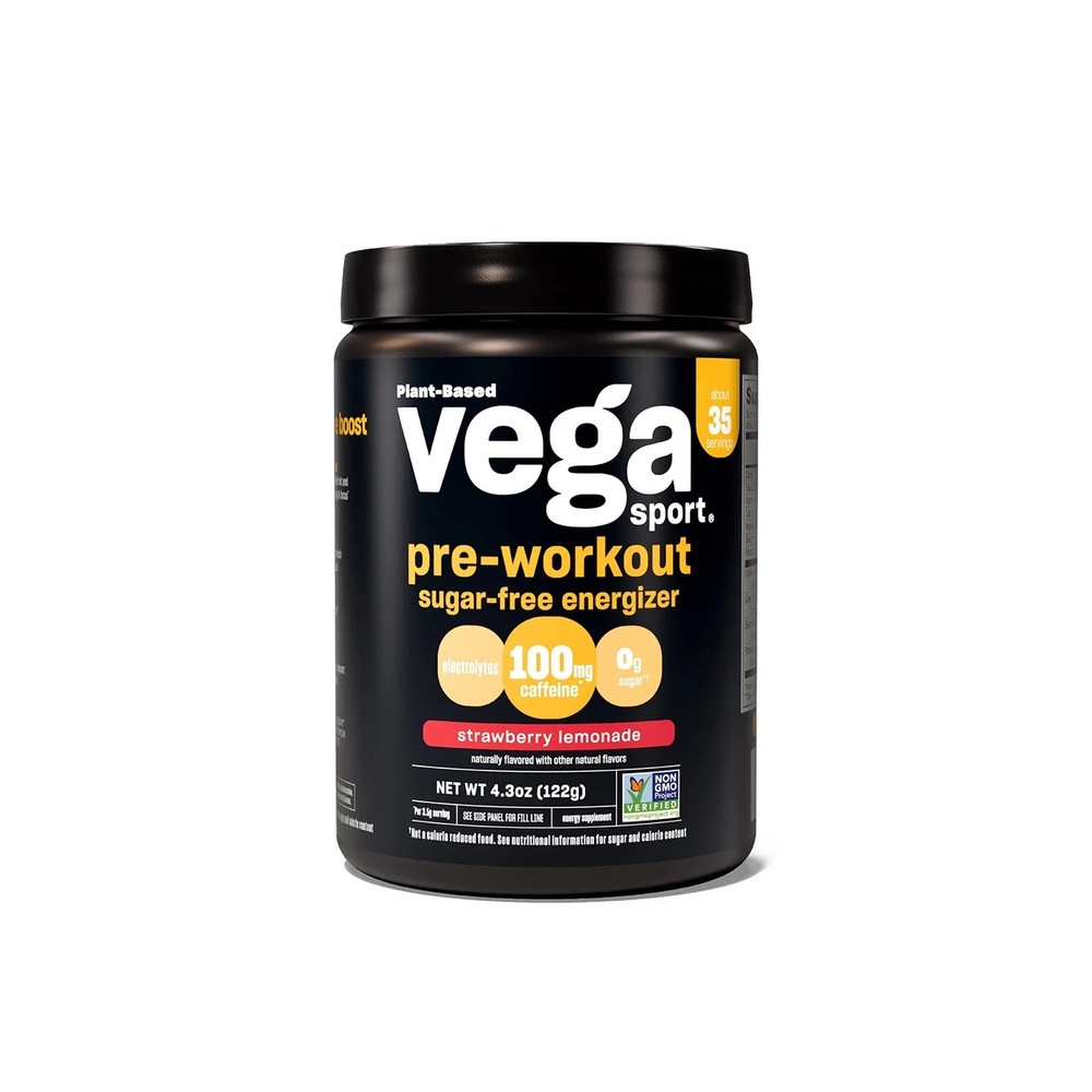 Vega Sport Sugar Free Pre-Workout Energizer, Strawberry Lemonade – Pre…