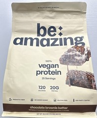 Be Amazing Vegan Protein Powder Chocolate Brownie Batter 20g Gluten-Free 25 Sv