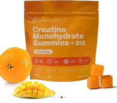 Vybrance Labs Creatine Monohydrate Gummies + B12 Citrus Mango 120 Vegan