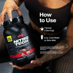 Gluten-Free Nitro-Tech Whey Protein – 4lb Canister, 30g Protein & Recovery BCAAs