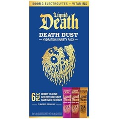 Liquid Death Electrolyte Death Dust, Berry It Alive, Cherry Obituary &