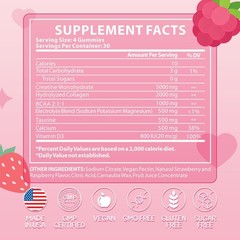 Creatine Gummies for Women with Collagen BCAA, Taurine, Electrolytes 120 gummies