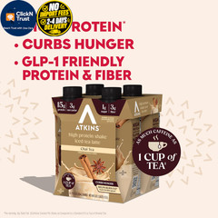 Atkins Chai Tea Latte Flavored Protein Shake, High 11 Fl Oz (Pack of 12)