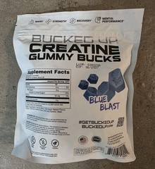 Box Of 5! Bucked Up Creatine Gummies-Blue Blast. 17.6oz/20Ser./bag Exp-06/2027