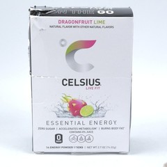 CELSIUS Dragonfruit Lime On Go Powder Sticks 14 Energy Drink 9/2027