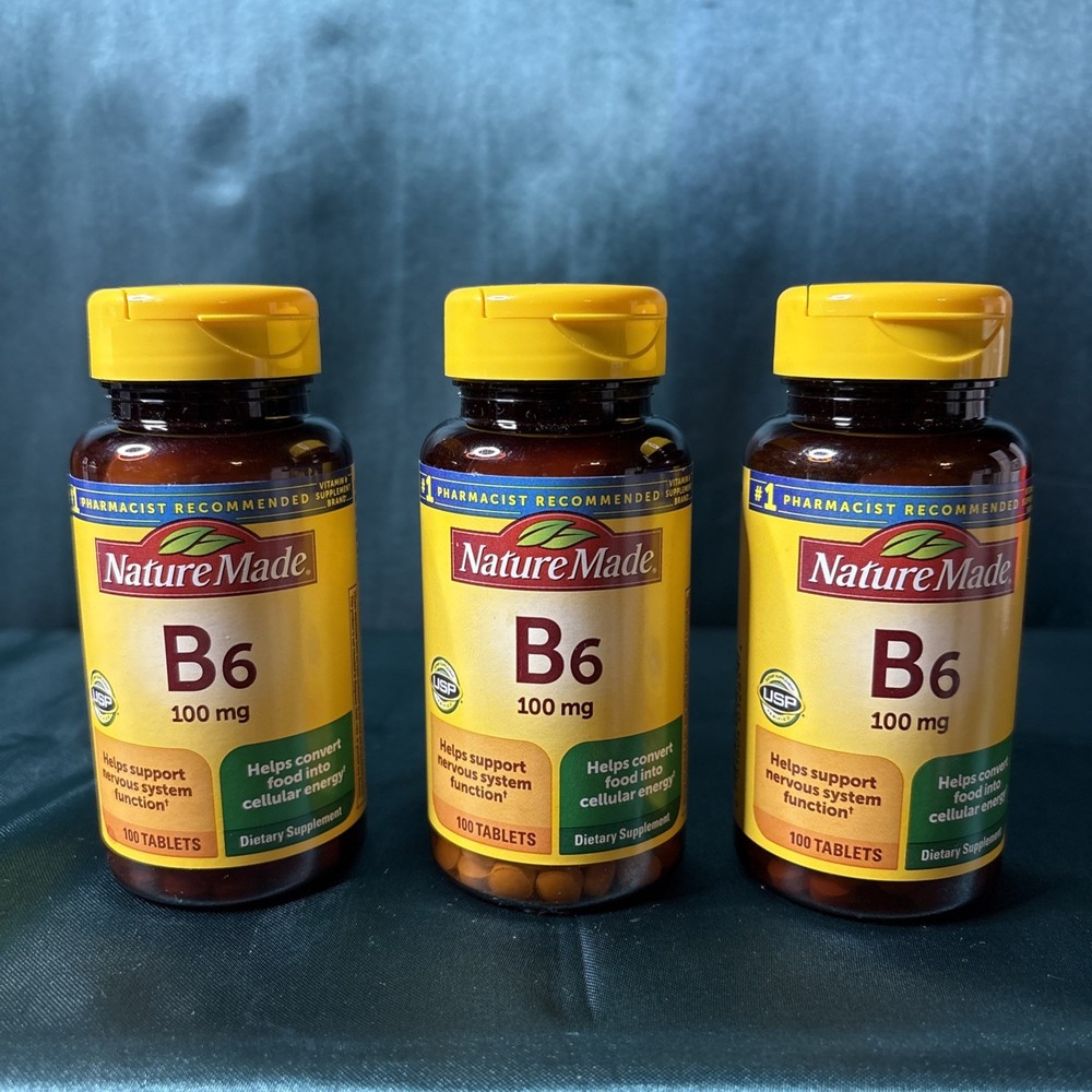 3 -Nature Made Vitamin B6 100mg Support Nervous System 100Ct Tablets Exp 02/2029