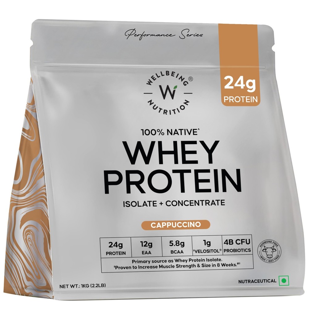 Wellbeing Nutrition Whey Iso+Conc Cappuccino, 24g Protein, 1Kg