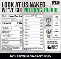 NAKED Whey Grass Fed Protein Powder, Unflavored, 2 lb, 1 Ingredient