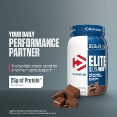 Dymatize Elite 100 Whey Protein Powder, Chocolate, 25g of Protein, 5.5g BCAAs,