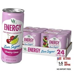 Energy Energy Drink 8 fl. oz. Can Pack of 24 (8 Fl Oz) Zero Sugar Cherry Lime