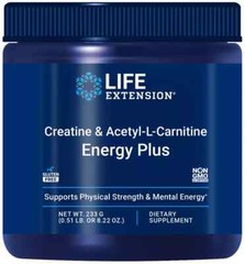 Creatine + Acetyl-L-Carnitine Energy Plus Life Extension 5000 mg Ex 10/26 Sealed