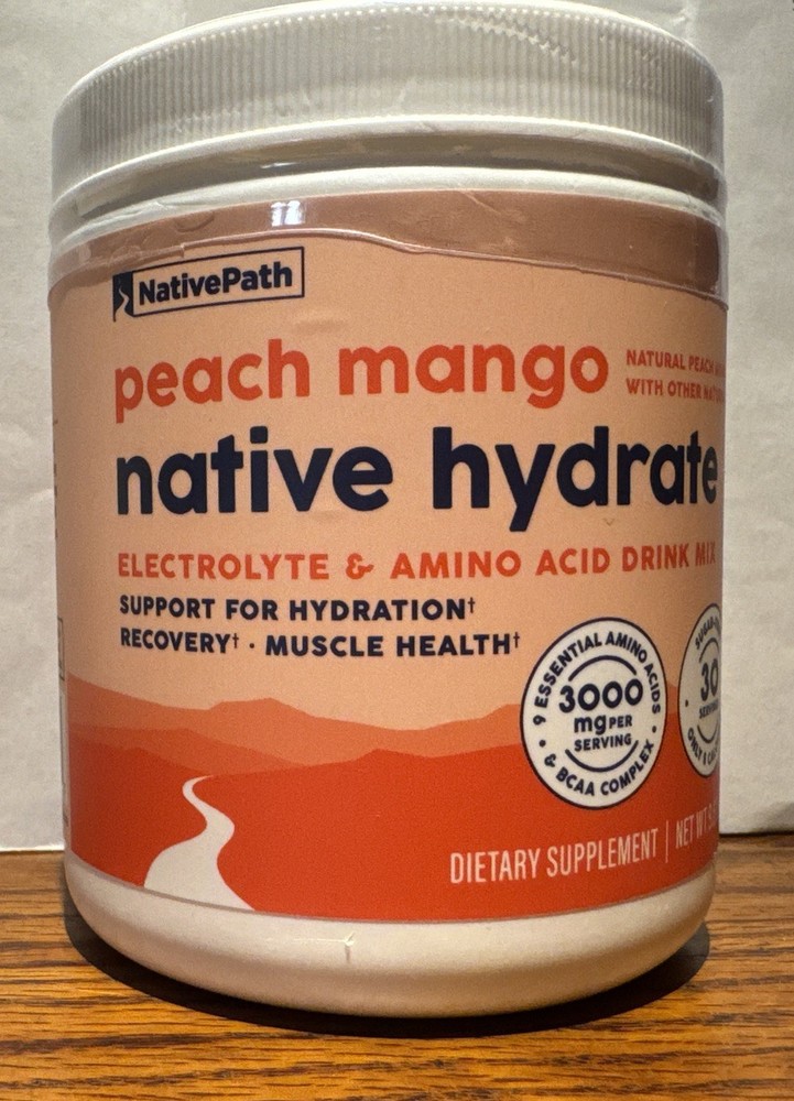 Electrolyte Powder with BCAAs, Zero Sugar, Peach Mango Flavor, Keto & Paleo
