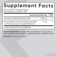 Concentrated Coconut Oil & Bioperine CoQ10 Daily Supplement (120 gels)