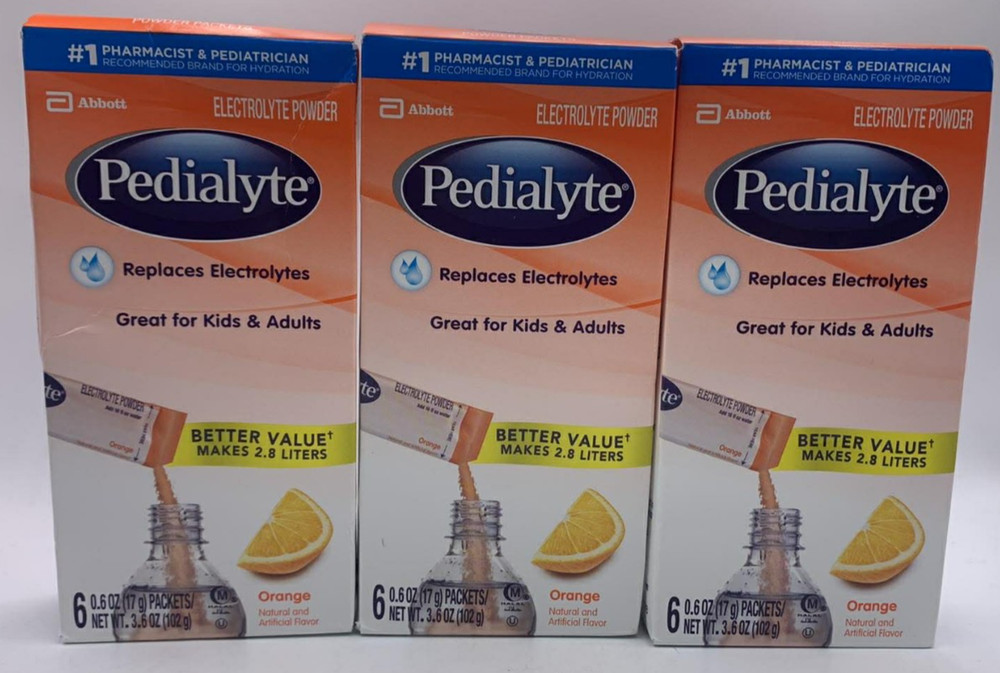 3PK Abbott Pedialyte Electrolyte Powder ~ 6 Sticks Each ~ EXP 11/26