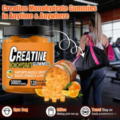 Creatine Monohydrate Gummies Orange Flavor No Additives Muscle Supplement