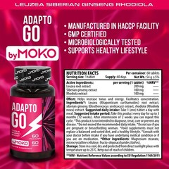 AdaptoGO Leuzea Rhodiola Rosea Ginseng Testosterone Booster Energy supplement