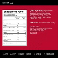 Bsn Nitrix 2.0 Workout Supplement Nitric Oxide Precursors 3G Creatine 3G L