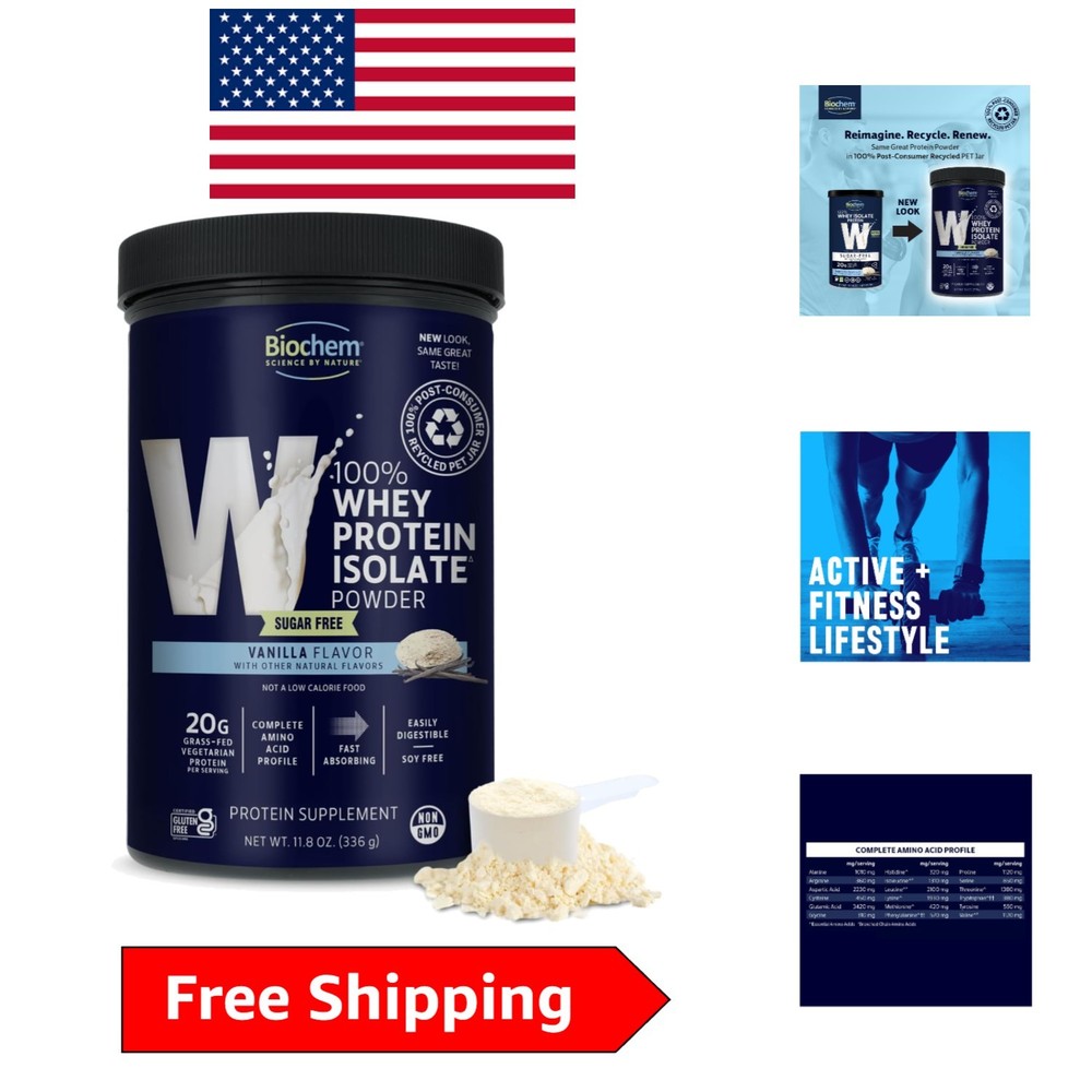 Keto Friendly 100% Whey Vanilla – 20g Protein, 11.8oz, Vegetarian & Gluten Free