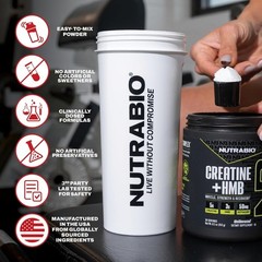 NutraBio Creatine + HMB- Creatine Monohydrate with HMB Powder for Muscle Growth