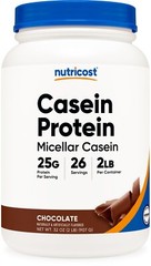 Nutricost Casein Protein Powder 2lb Chocolate – 100% Micellar Casein