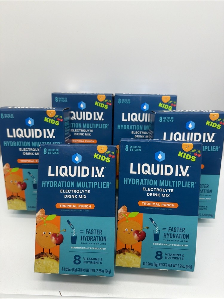 (6) Liquid I.V. Hydration Multiplier Electrolyte Drink Mix Kid Tropical Punch 48