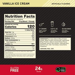 Optimum Nutrition, Gold Standard 100% Whey Protein Powder, Vanilla Ice Cream, 22