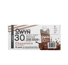 OWYN Plant Powered Protein Shake Zero Sugar Chocolate 30g, 15 Pack 11.15oz